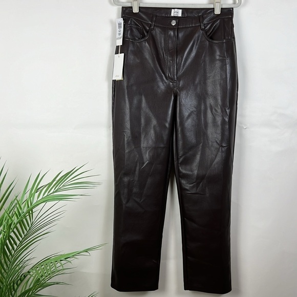 NWT Wilfred Melina Vegan Leather Pants Mocha Brown | Size 10 - Picture 2 of 9